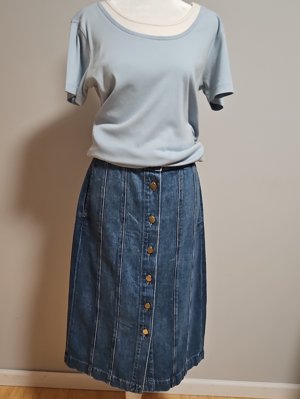 Women's Light Blue Layered Scoop Neck Top